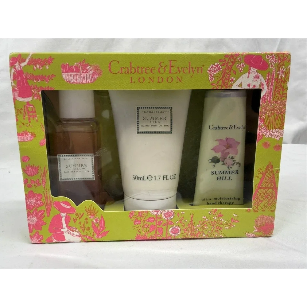 Crabtree & Evelyn Summer Hill Luxury Bath‎ Body Set 3pc Lotion Shower Gel New